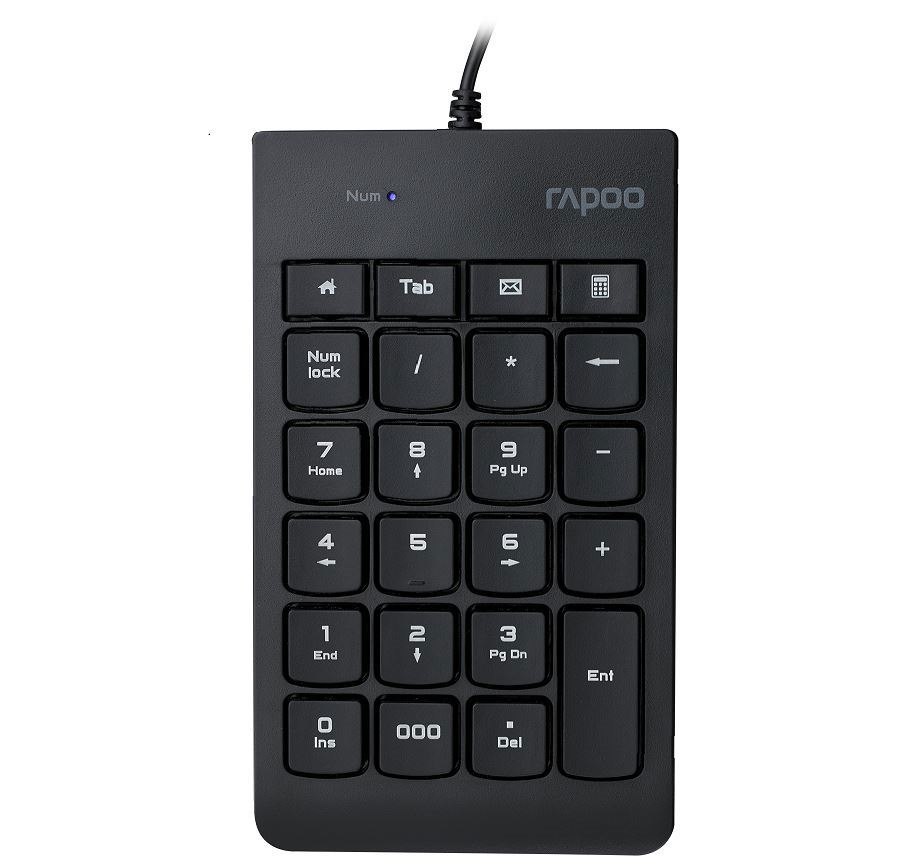 Rapoo K10 Wired Numeric NumberPad Keyboard - Spill Resistant Design, Laser Carved Keycap, Spill-Resistant Design