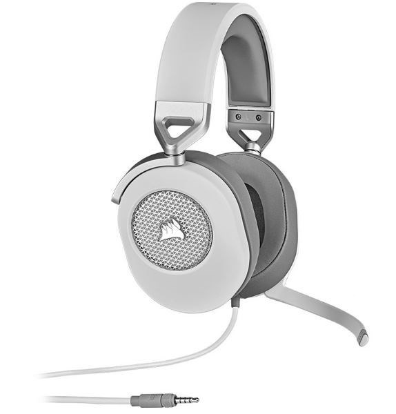 Corsair Corsai HS65 White 7.1 Surround Headset. PS5 3D Audio, Xbox X, Switch. All Day Comfort, Lightweight, Sonarworks SoundID Technology Usb PC, Mac,