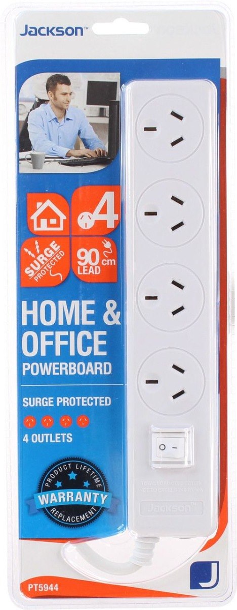 Jackson 4 Outlet Surge Protected Powerboard W/ Master Switch