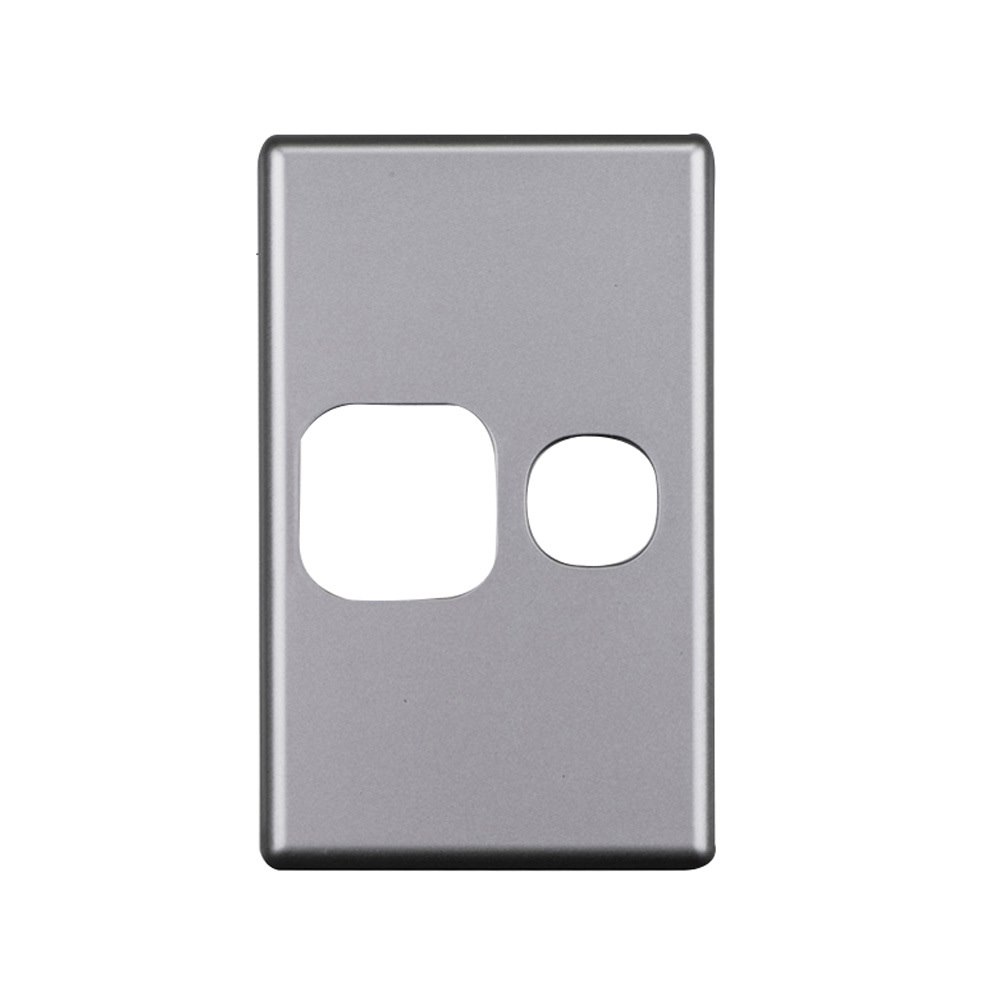 4Cabling 4C | Elegant Single Gpo Aluminium Plate - Vertical - Silver Matte