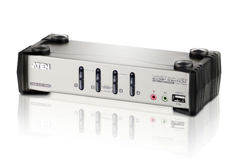 Aten 4 Port Usb 2.0 Vga KVMP Switch With Osd. Support Audio, Video DynaSync, Mouse Emulation, Keyboard Emulation