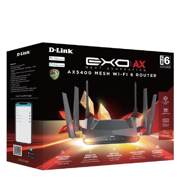 D-Link Dir-X5460 Exo Ax Ax5400 Mesh Enabled Wi-Fi 6 Router With Voice Control