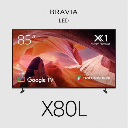 Sony Bravia X80L TV 85" Entry 4K (3840 X 2160), 16/7 Operation, HDR10, HLG, Dolby Vision, Motionflow XR, Triluminos Pro, Android TV, Google TV