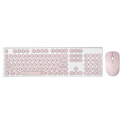 Rapoo X260S Wireless Optical Mouse & Keyboard Pink- 2.4G Connection, 10M Range, Spill-Resistant, Retro Style Round Key Cap, 1000Dpi
