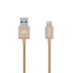 mBeat (LS) Mbeat® 'Toughlink'1.2m Lightning Fast Charger Cable - Gold/Durable Metal Braided/MFI/Apple iPhone X 11 7S 7 8 Plus XR 6S 6 5 5S iPod iPad Mini Ai
