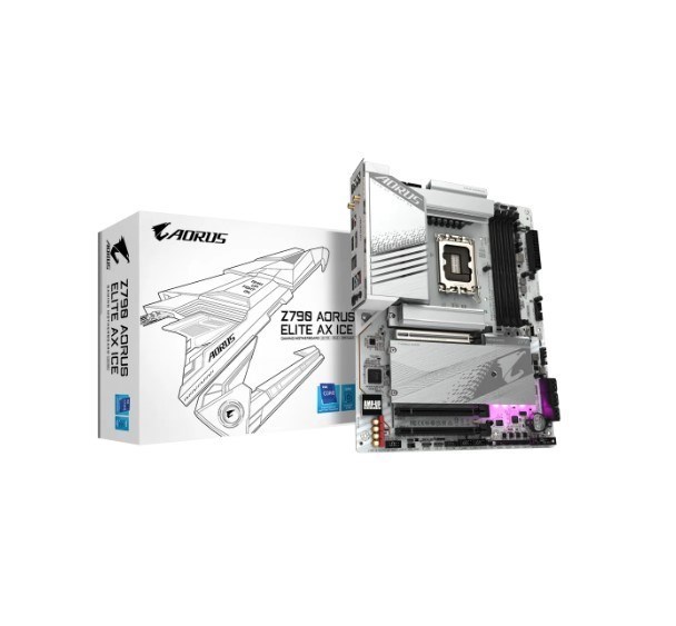 Gigabyte Z790 Aorus Elite Ax Ice Intel Lga 1700 Atx Motherboard, 4X DDR5 ~192GB, 3X Pci-E X16, 4X M.2, 6X Sata, 5X Usb 3.2, 1X Usb-C, 4X Usb 2.0