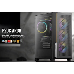 Antec P20C Argb, E-Atx, Atx High Airflow, Usb-C, Cable Management, 4X HDD/SSD , 375MM Gpu, 170MM Cpu, 3X Argb PWM 12CM,Fan Control, Gaming Case