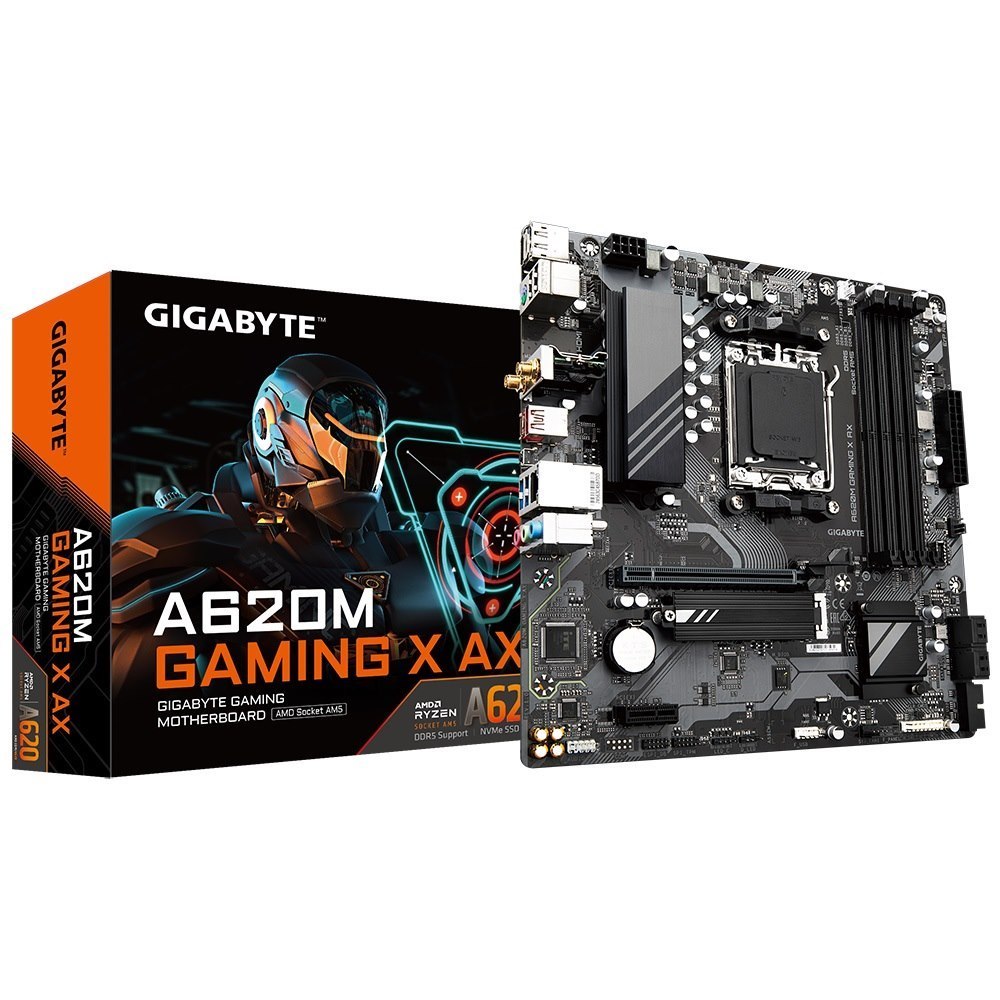 Gigabyte A620m Gaming X Ax 1.0 Amd Matx MB 4xDDR5 1xM.2, 4xSATA,1xPCIE16, 1xPCIE1, 1xHDMI 1xDisplayport 3 X Usb 3.2 2 X Usb 2.0 1 X Usb Type-C