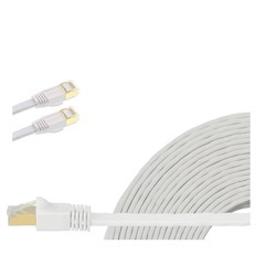 Edimax 1M White 40GbE Shielded Cat8 Network Cable - Flat 100% Oxygen-Free Bare Copper Core, Alum-Foil Shielding, Grounding Wire, Gold Plated RJ45