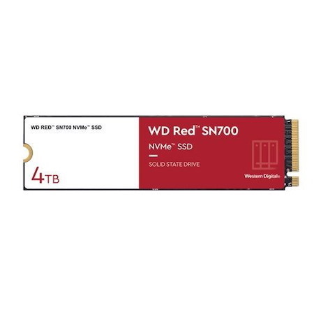 Western Digital WD Red SN700 4TB NVMe Nas SSD 3400MB/s 3100MB/s R/W 5100TBW 550K/520K Iops M.2 Gen3x4 1.75M HRS MTBF 5YRS WTY