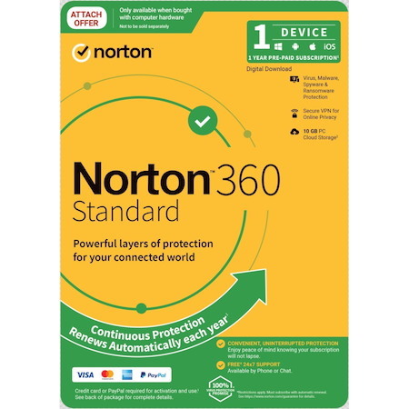 Norton 360 Standard 10GB Au 1 User 1 Device Esd Version - Keys Via Email