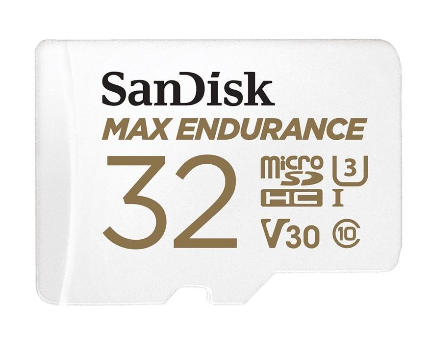 SanDisk Max Endurance 32GB microSD 100MB/s 40MB/s 20K HRS 4K Uhd C10 U3 V30 -40°C To 85°C Heat Freeze Shock Temperature Water X-Ray Proof SD Adapter