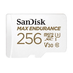 SanDisk Max Endurance 256GB microSD 100MB/s 40MB/s 20K HRS 4K Uhd C10 U3 V30 -40°C To 85°C Heat Freeze Shock Temperature Water X-Ray Proof SD Adapter