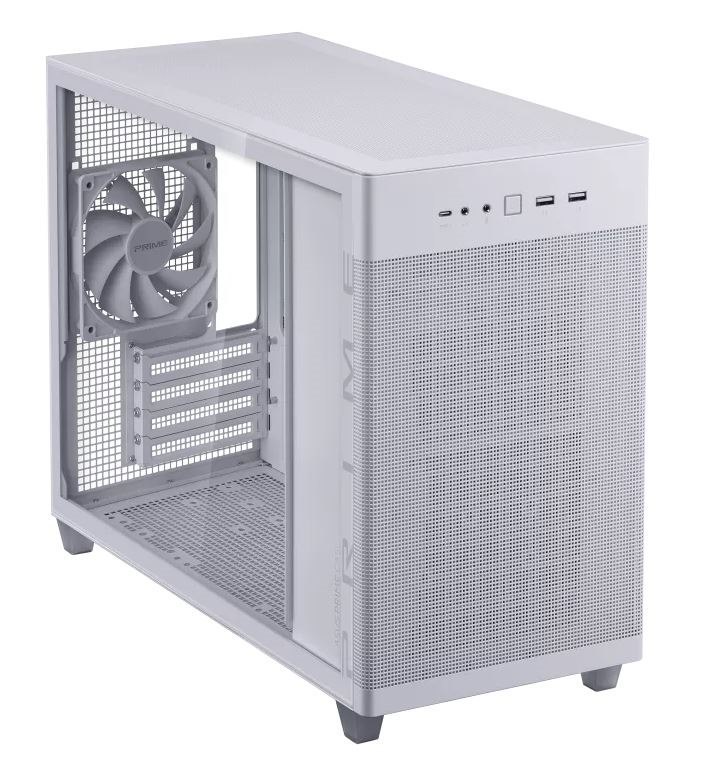 Asus Prime Ap201 Tempered Glass White MicroATX Case, Tool-Free Side Panels, Atx PSUs Up To 180MM, 360MM Coolers Support, Graphic Cards Up To 338MM