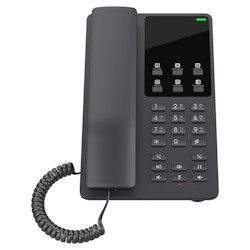 Grandstream GHP621 Desktop Hotel Voice Ip Phone, Black, PoE, Wired Handset, 2 Lines, LCD, Gigabit Ethernet