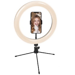 Cygnett V-Glamour 10' Led Ring Light With Desktop Tripod And Bluetooth Remote-Black (CY3441VCSLR),3 Lighting Modes,Best For Portraits,Selfies,Vlogging