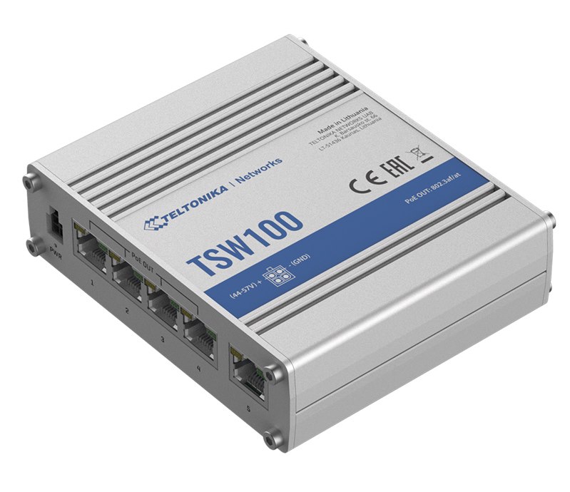 Teltonika TSW100 Unmanaged Industrial 802.3Af/At Gigabit Ethernet PoE Switch