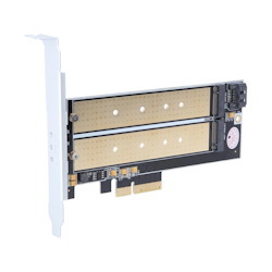 Silverstone Sst-Ecm22 Dual M.2 To PCIe X4 NVMe SSD And Sata 6 G Adapter Card With Advanced Cooling