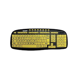 Ergoguys CD-1038 Black Usb Wired Ergonomic Ezsee Low Vision Keyboard Large Print Yellow Keys