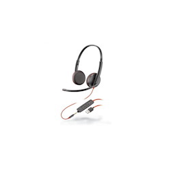 Poly Blackwire 3225 Headset - Stereo - Mini-Phone (3.5MM) - Wired - 32 Ohm - On-Ear - Binaural - Ear-Cup - 7.45 FT Cable - Omni-Directional Microphone - Noise Canceling - Black