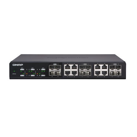 Qnap 12 Port Unmanaged Switch, 10GbE SFP+(4), Combined 10GbE SFP+ And 10Gbase-T(8)