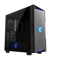 Gigabyte Aorus Ac300g Tempered Glass Atx Mid-Tower PC Gaming Case 2X3.5' 3X2.5' RGB Detachable Dust Filter Liquid Cooling Compatible Psu Shroud Hdmi