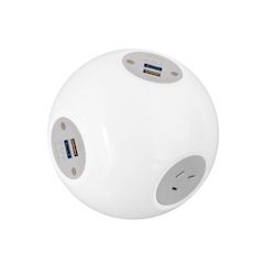 Elsafe Oe Elsafe: Pluto 1 X Gpo / 2 X 5A Tuf With 2000MM Lead With 10A Three Pin Plug - White/Silver