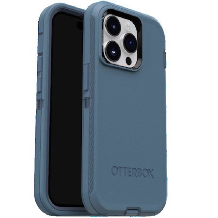 OtterBox Defender Rugged Carrying Case (Holster) Apple iPhone 15 Pro Smartphone - Baby Blue