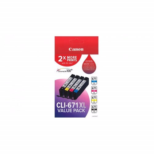 Canon CLI-671XL Original High Yield Inkjet Ink Cartridge - Value Pack - Cyan, Magenta, Yellow, Black Pack