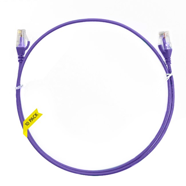 4Cabling 1M Cat 6 Ultra Thin LSZH Pack Of 10 Ethernet Network Cable. Purple