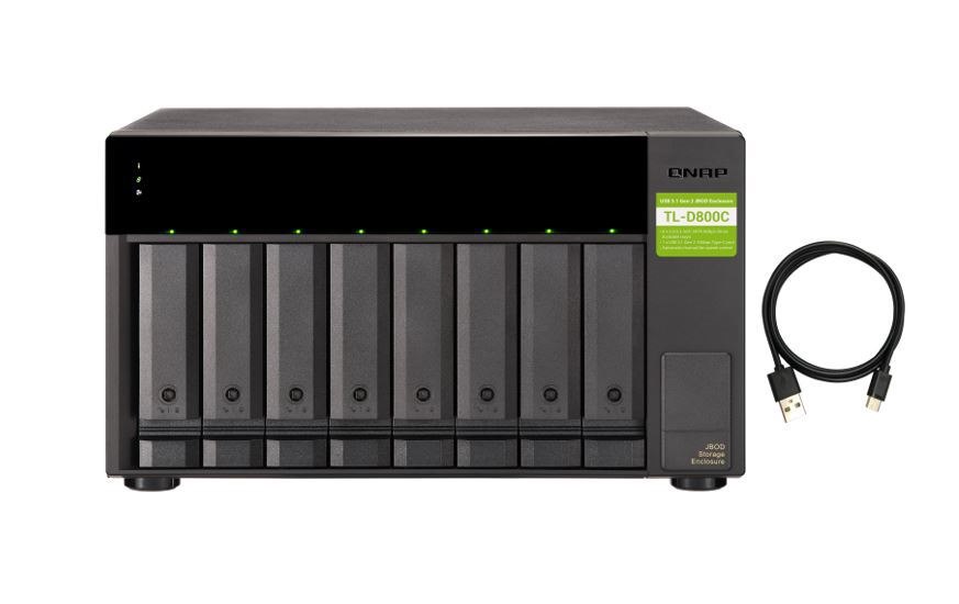 Qnap TL-D800C, 8 Bay Expansion Unit Sata Jbod With 3.5-Inch Sata 6GB/S And Usb3.2, 2YR WTY