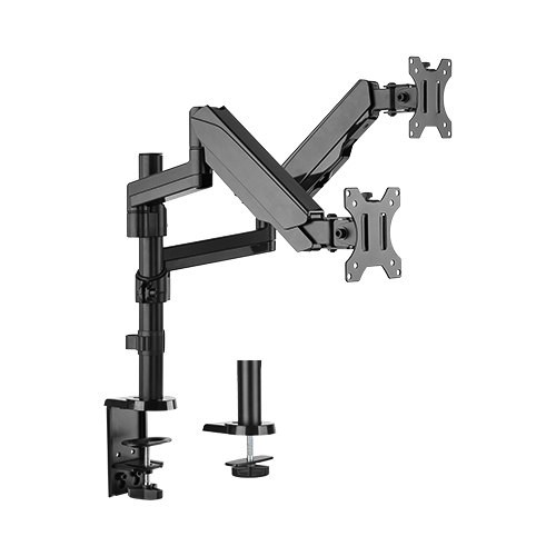 Brateck Dual Minitor Full Extension Gas Spring Dual Monitor Arm (Independent Arms) Fit Most 17'-32' Monitors Up To 8KG Per Screen