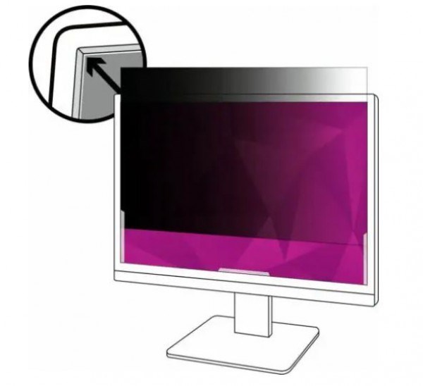 3M High Clarity Privacy Filter For 21.5" Monitor With Adhesive Strips And Slide Mounts, 16:9