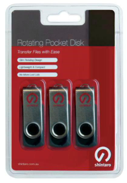 Shintaro 16GB Rotating Pocket Disk 3 Pack Usb2.0