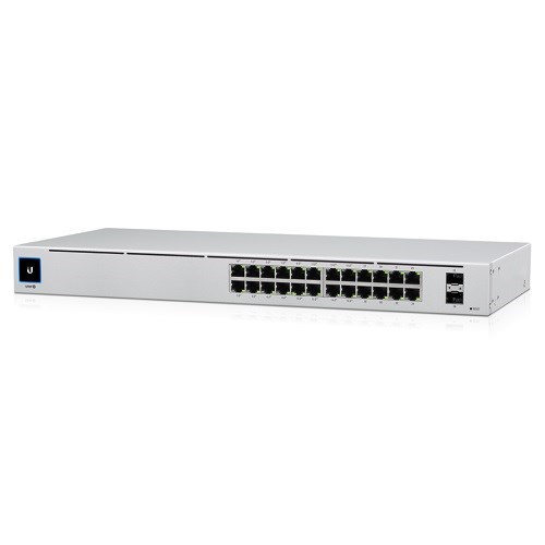 Ubiquiti UniFi 24 Port Managed Gigabit Switch - 16X PoE+ Ports, 16X Gigabit Ethernet Ports, With 2xSFP - 120W - Touch Display - Fanless - Gen2