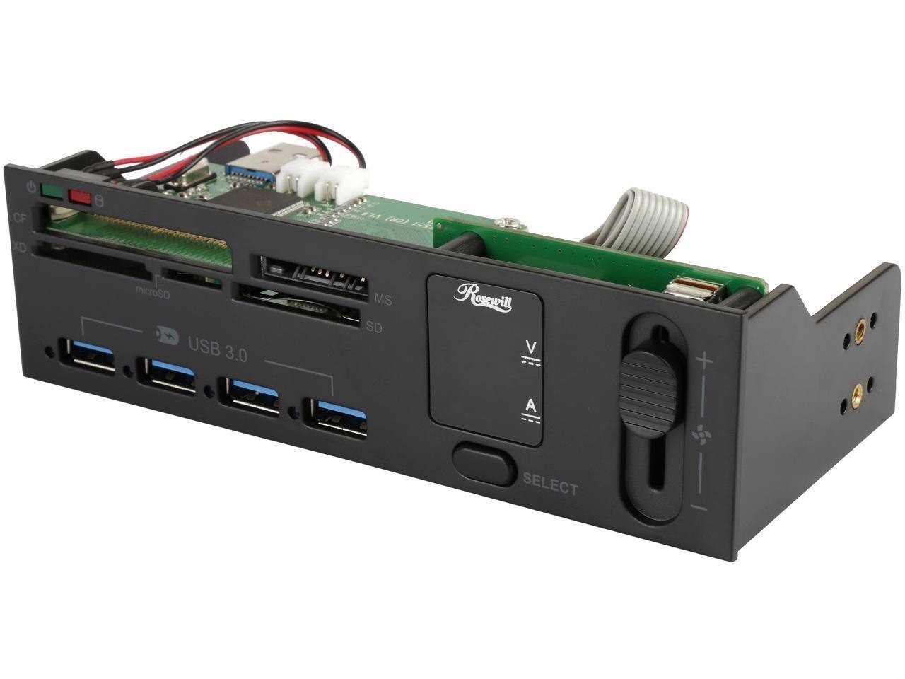 Rosewill 5.25" Front Panel Card Reader Usb 3.0 Usb Hub And Fan Speed Controller