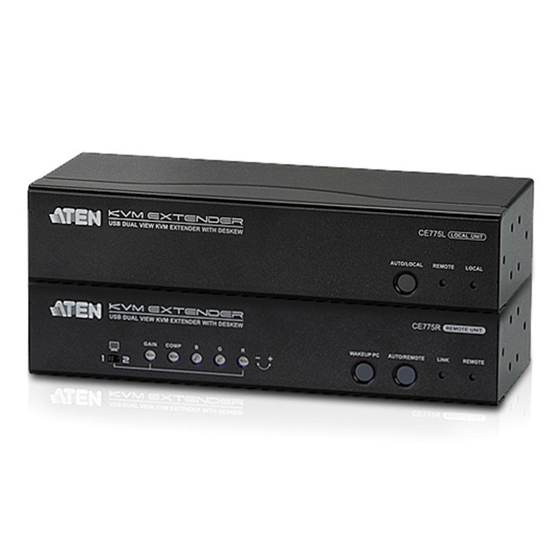 Aten Usb Dual Vga Cat 5 KVM Extender With Deskew (1280 X 1024@300M); 1920 X 1200 @ 60Hz (150 M) , RS-232, Audio - [ Old Sku: Ce-775 ]