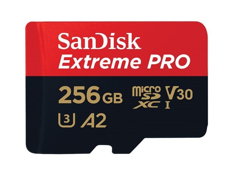 SanDisk Extreme Pro 256GB microSD SDXC SDXC Uhs-I 200MB/s 140MB/s V30 U3 A2 4K Uhd Shock Temperature Water & X-Ray Proof With SD Adaptor