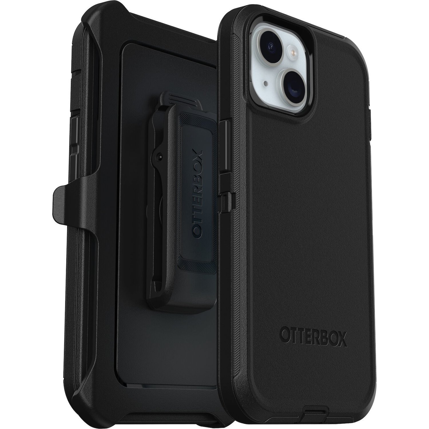 OtterBox Defender Rugged Carrying Case (Holster) Apple iPhone 15 Smartphone - Black