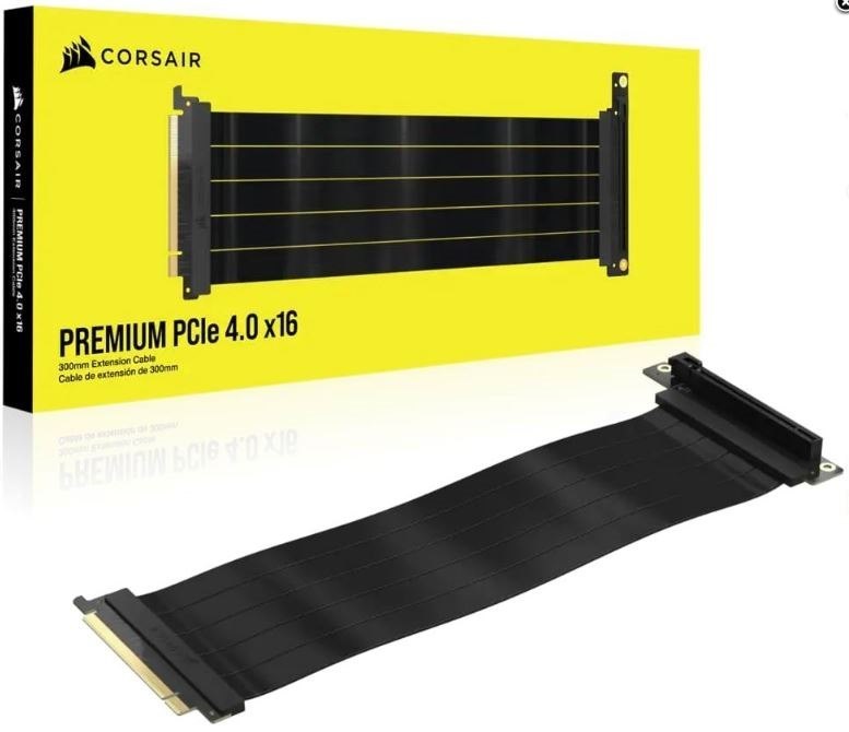 Corsair Premium PCIe 4.0 X16 Extension Cable, 300MM For Vertial Vga Setup. Ultra Durable. For Amd And Nvidia Gpu 7 Seris And 40XX Video Cards