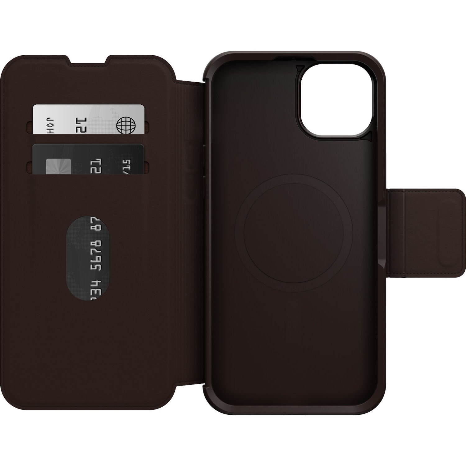 OtterBox Strada Carrying Case (Folio) Apple iPhone 15 Plus Smartphone, Card, Cash - Espresso Brown