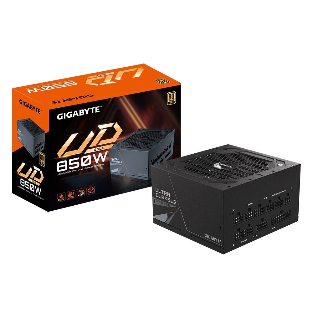 Gigabyte Ud850gm 850W Atx Psu Power Supply 80+ Gold >90% 120MM Hydraulic Bearing(HYB)fan Black Flat Cables Single +12V Rail Japanese >100K HRS