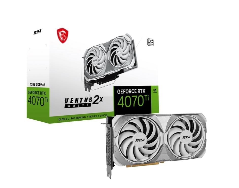 Msi GeForce RTX 4070 Ti Super 16G Ventus 2X White Oc Video Card 2640 MHz Boost Clock, 12GB GDDR6X,DisplayPort X 3 (v1.4a),HDMI X 1