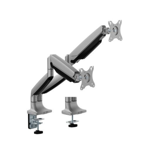 Brateck LDT82-C024 Dual Screen Heavy-Duty Gas Spring Monitor Arm For Most 17'~35' Monitors, Matte Silver(New)