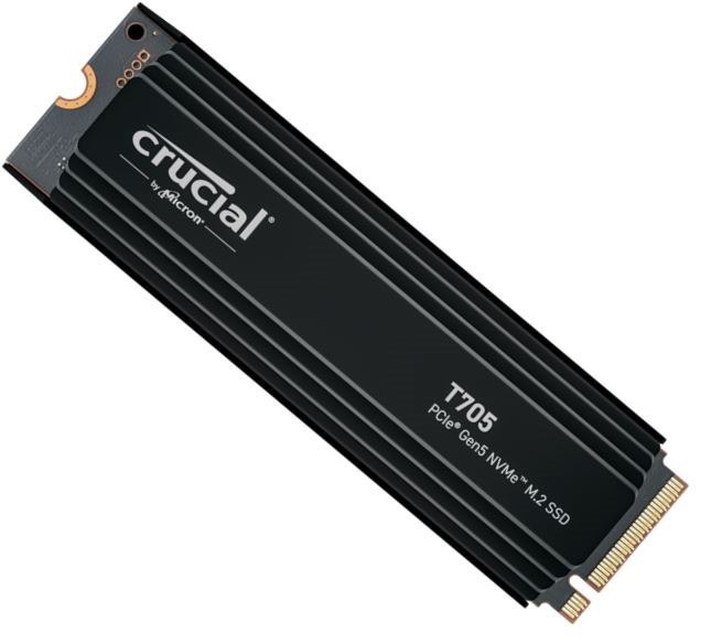 Crucial T705 4TB Gen5 NVMe SSD Heatsink - 14100/12600 MB/s R/W 2400TBW 1500K IOPs 1.5M HRS MTTF DirectStorage For Intel 14TH Gen & Amd Ryzen 7000