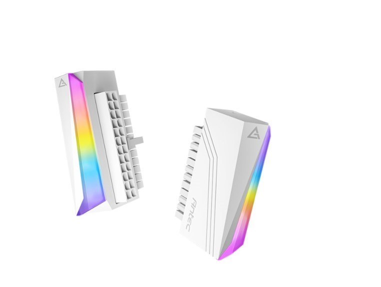 Antec 24Pin 90 Degrees Argb Adapter, Easy Routing, Bright RGB Rainbow Effect White