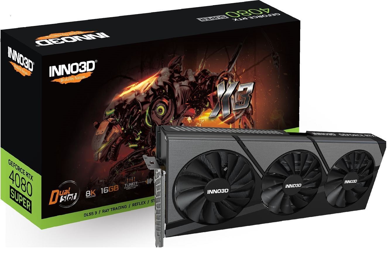 Inno3d nVidia GeForce RTX 4080 Super X3 16GB GDDR6X, 2550MHz Boost Clock, Ram 23Gbps, 3xDP, 1xHDMI, 337X141X40MM