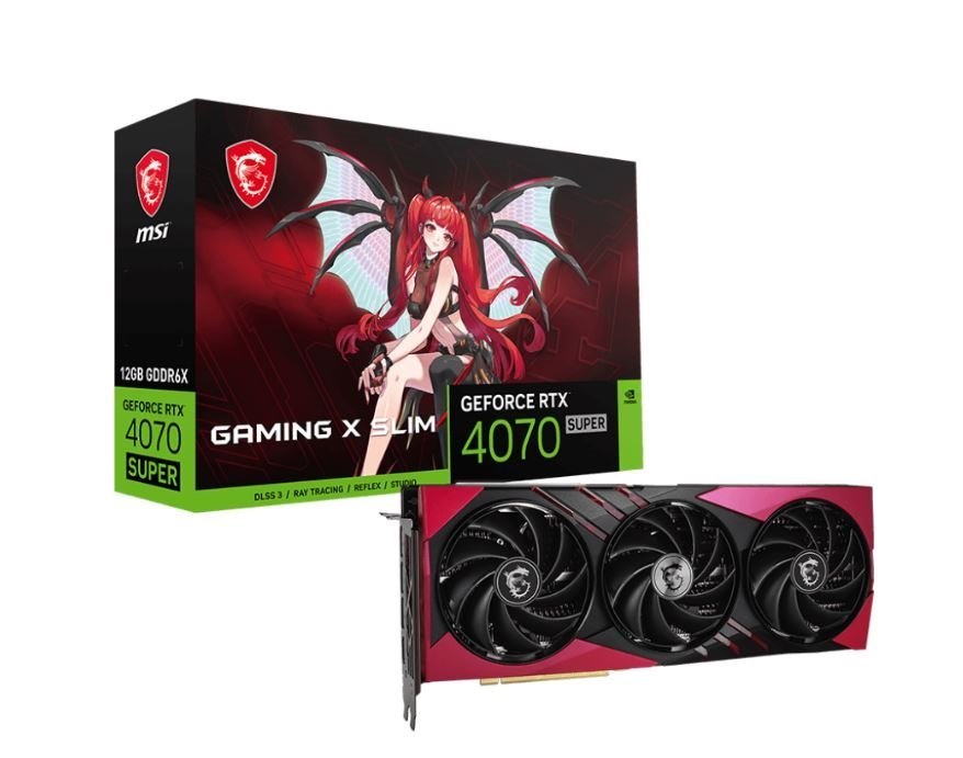 Msi GeForce RTX 4070 Super 12G Gaming X Slim MLG Video Card 2640 MHz Boost Clock, 12GB GDDR6X,DisplayPort X 3 (v1.4a),HDMI X 1