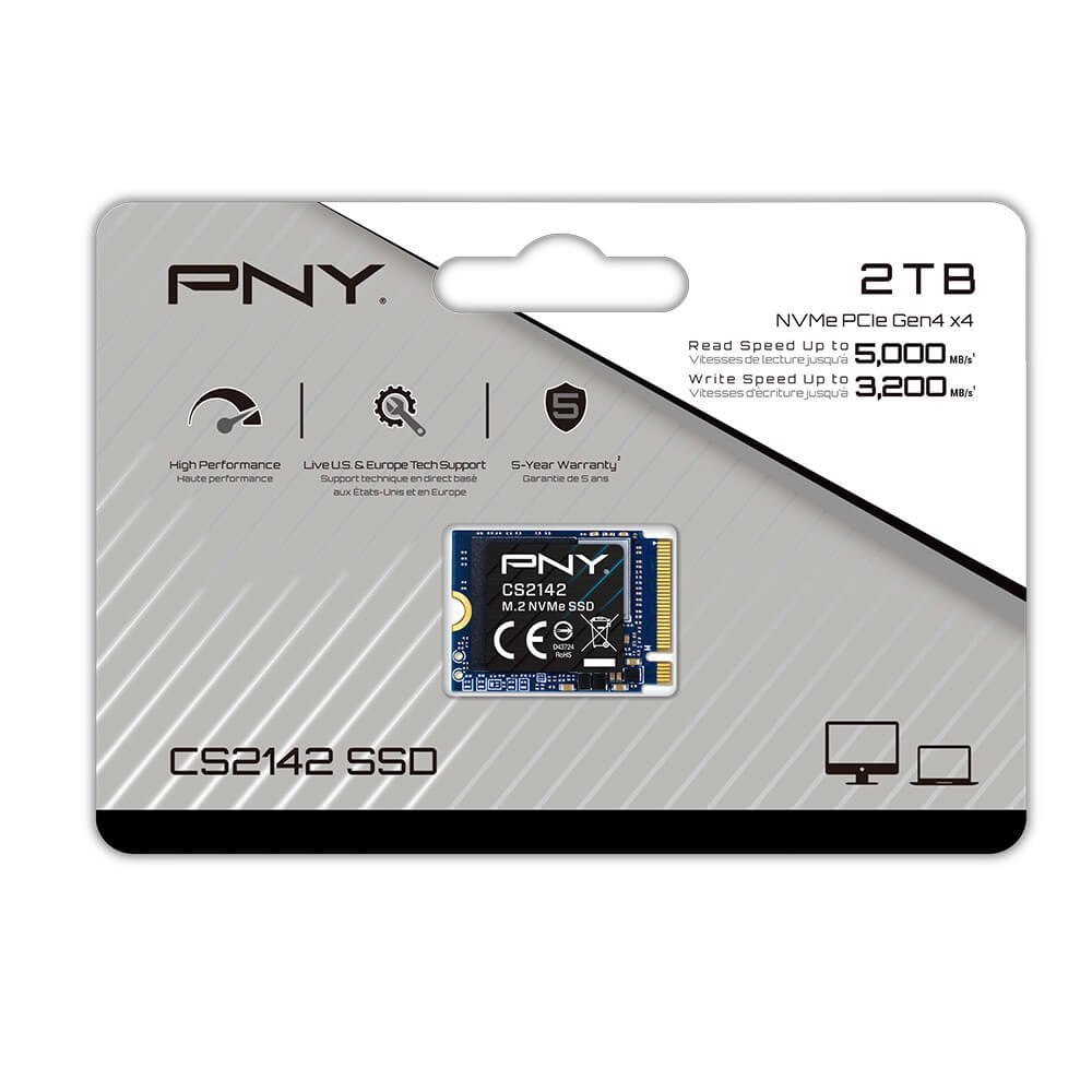 PNY CS2142 1TB PCIe M.2 2230 NVMe Gen4x4 SSD 5,000MB/s 3200MB/s 5YRS