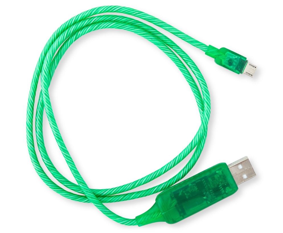Generic Visible Flowing Micro Usb Charging Cable - Green
